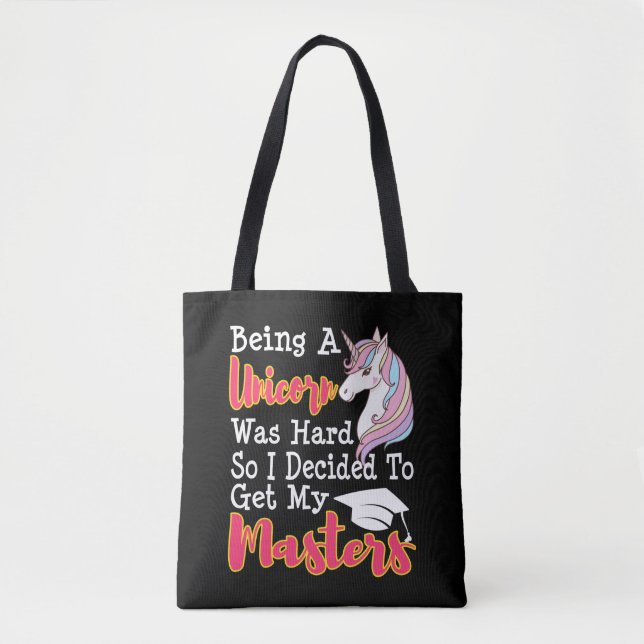 Funny Masters Degree Graduation MSW MBA Gift Tote Bag (Front)