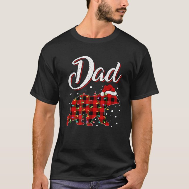 Funny Matching Buffalo Plaid Dad Bear Christmas Pa T-Shirt (Front)