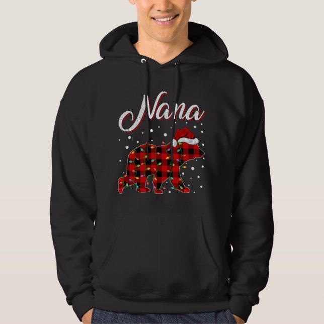 Funny Matching Buffalo Plaid Nana Bear Christmas P Hoodie (Front)