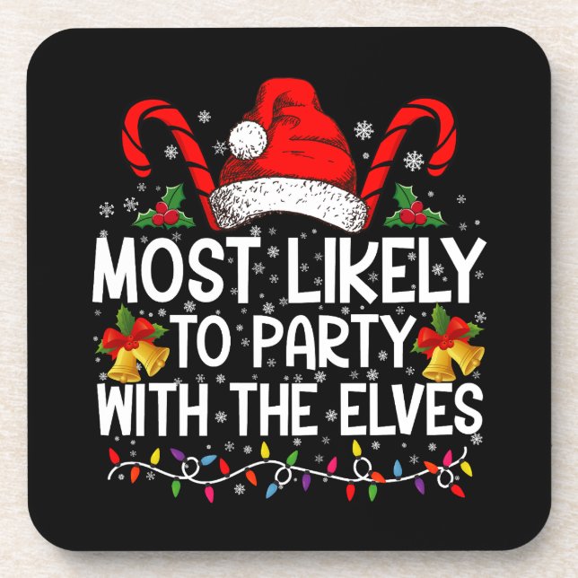 Funny Matching Christmas Most Likely To Party  Coaster (Front)