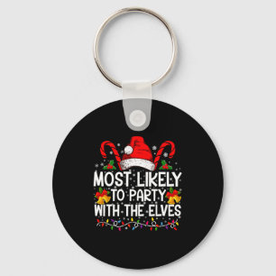 Funny Matching Christmas Most Likely To Party  Key Ring