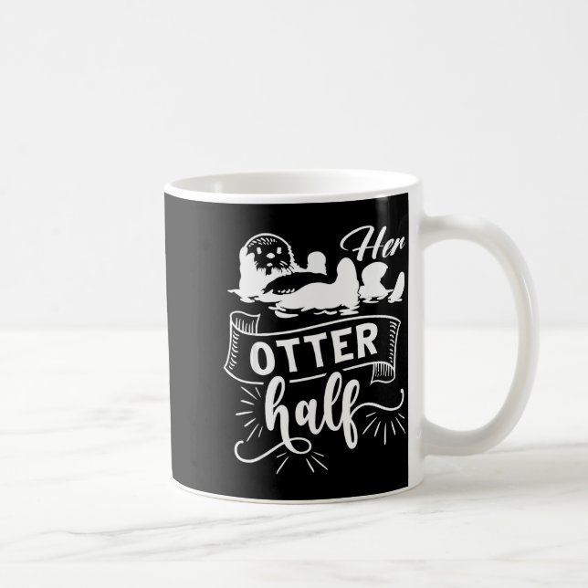 Funny Matching Couple His And Her Otter Half Valen Coffee Mug (Right)