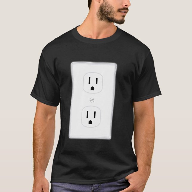 Funny Matching Couples Halloween Costume Socket an T-Shirt (Front)