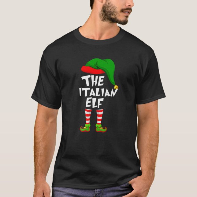 Funny Matching Family Christmas The Italian Elf T-Shirt (Front)