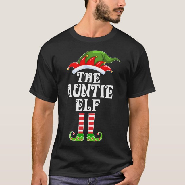 Funny Matching Family The Auntie Elf Christmas Cos T-Shirt (Front)