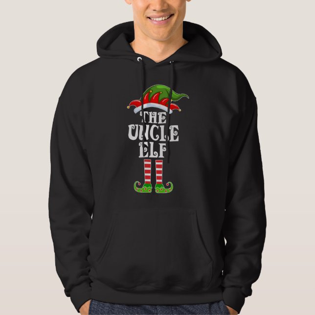 Funny Matching Family The Uncle Elf Christmas Cost Hoodie (Front)
