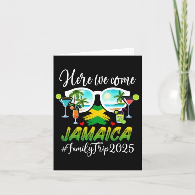 Funny Matching Family Trip Jamaica 2025 Black V-ne Card (Front)