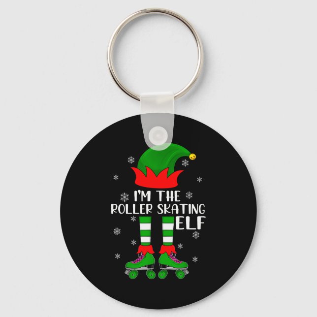 Funny Matching Group The Roller Skating Elf Christ Key Ring (Front)