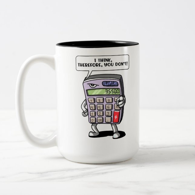 Funny Math Algebra Calculator Mathematics Joke Two-Tone Coffee Mug (Left)