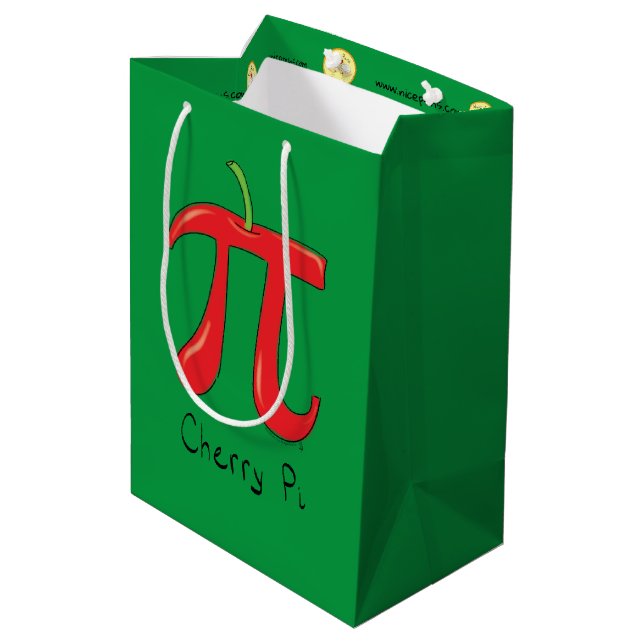 Funny Math Cherry Pi Symbol Medium Gift Bag (Back Angled)