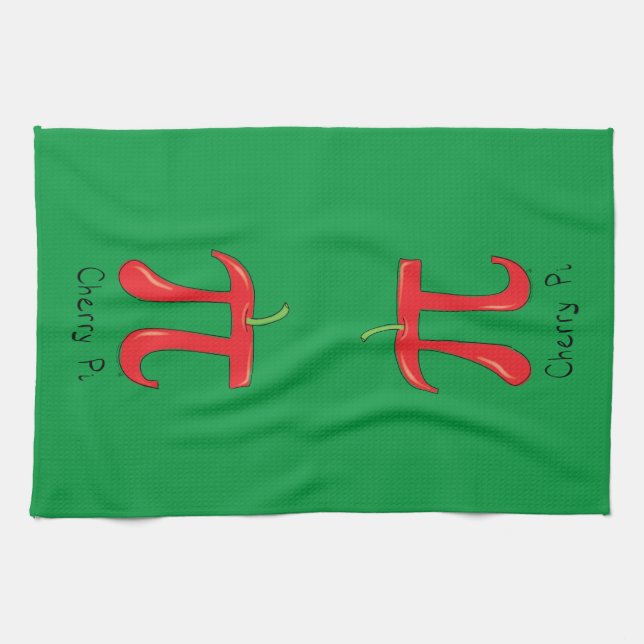 Funny Math Cherry Pi Symbol Tea Towel (Horizontal)