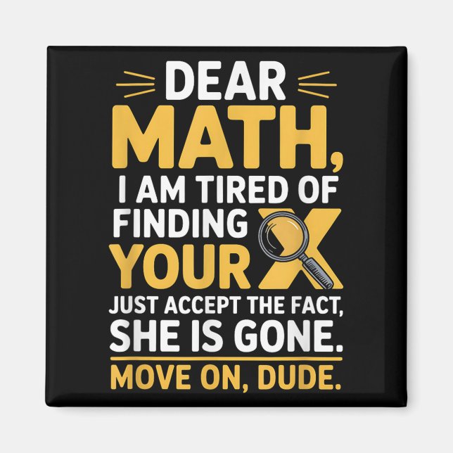 Funny Math Design For Boys Girls Math Teachers Men Magnet (Front)