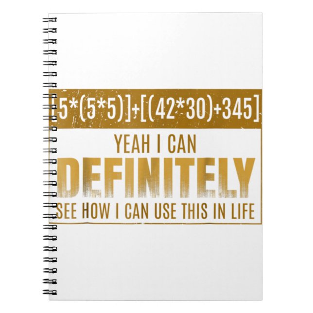 Funny Math Equation T-Shirt I Hate Math Puns Stude Notebook (Front)