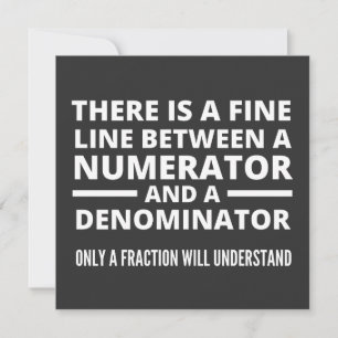 Funny Math FINE LINE NUMERATOR DENOMINATOR Invitation
