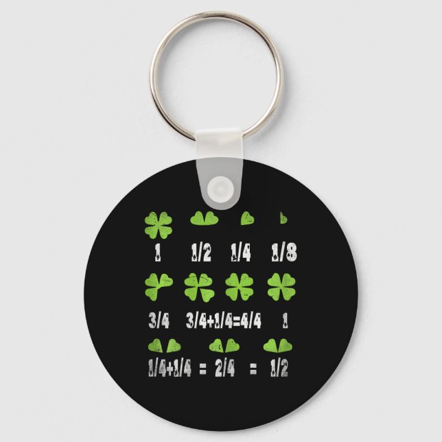 Funny Math Fraction Four Leaf Clover Teacher St Pa Key Ring (Front)