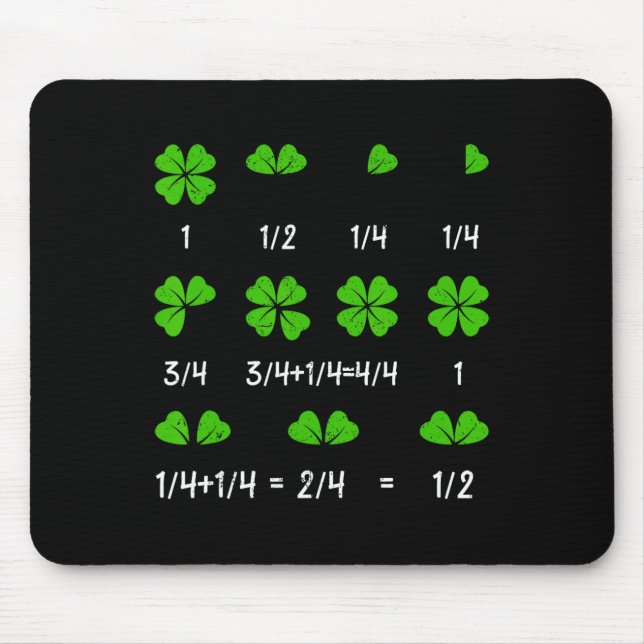 Funny Math Fraction Four Leaf Clover Teacher St Pa Mouse Mat (Front)