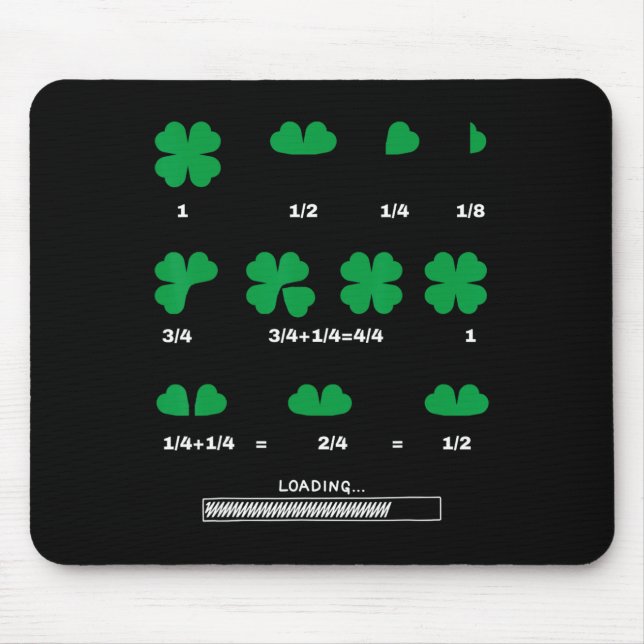 Funny Math Fraction Four Leaf Clover Teacher St Pa Mouse Mat (Front)