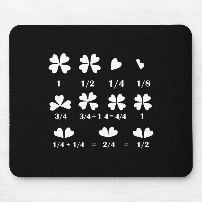 Funny Math Fraction Four Leaf Clover Teacher St Pa Mouse Mat (Front)