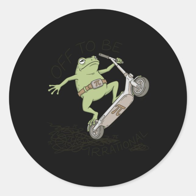 Funny Math Frog Pi Day Irrational Pun Scooter Classic Round Sticker (Front)