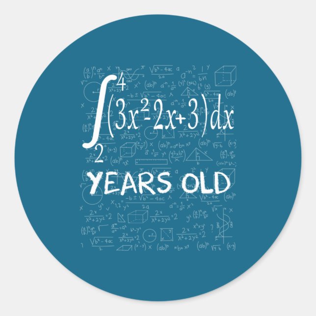 Funny Math Geek 50 Years Old 50th Birthday Integra Classic Round Sticker (Front)