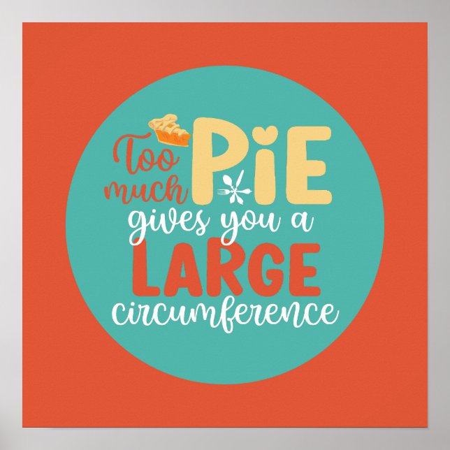 Funny Math Geek Pie Pun Retro Kitchen Typography Poster (Front)