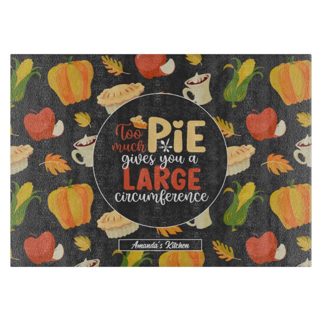 Funny Math Geek Pie Pun Thanksgiving Food Pattern Cutting Board (Front)