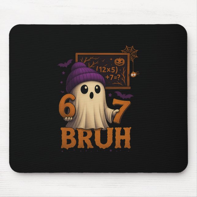 Funny Math Ghost 67 Bruh Halloween Meme Teacher Eq Mouse Mat (Front)