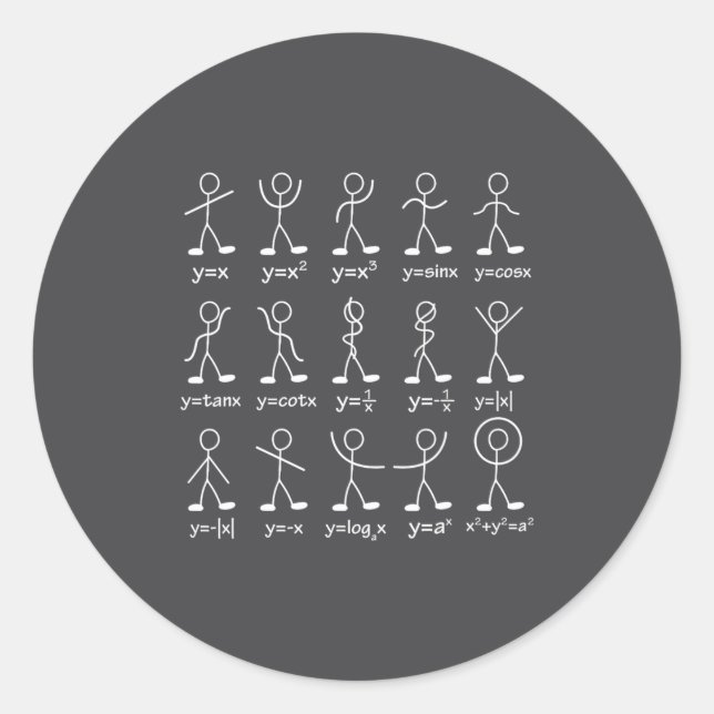 Funny Math Graph Stick Figures Algebra Calculus Hu Classic Round Sticker (Front)