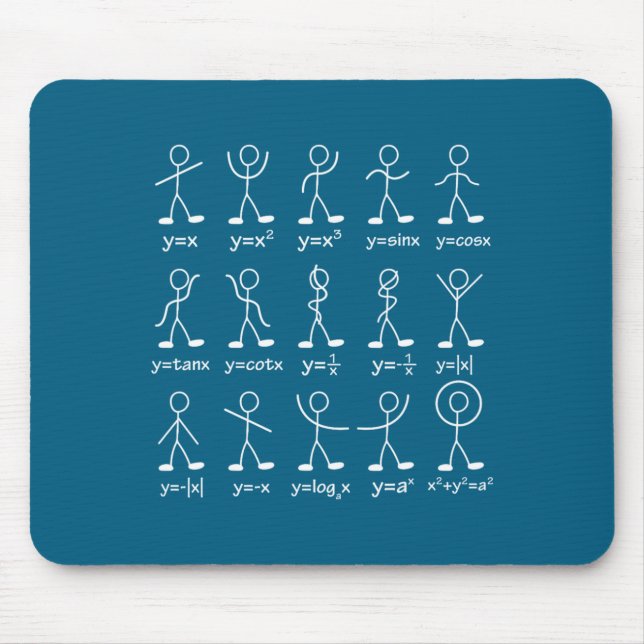 Funny Math Graph Stick Figures Algebra Calculus Hu Mouse Mat (Front)