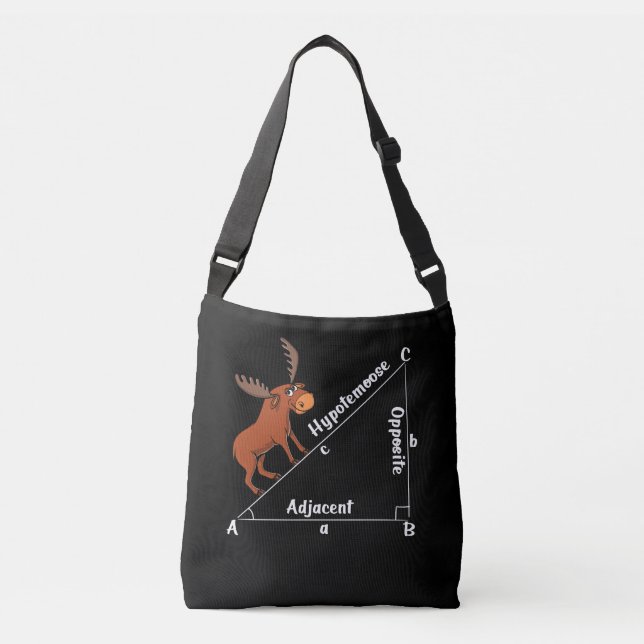 Funny Math Hypotemoose Geometry Moose Joke Pun Crossbody Bag (Front)