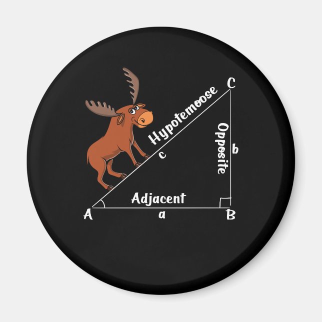 Funny Math Hypotemoose Geometry Moose Joke Pun Magnet (Front)