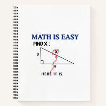 Funny Math Is Easy Find X Spiral Notebook