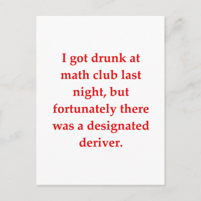 funny math joke postcard (Front)