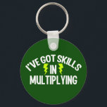 Funny Math Key Ring<br><div class="desc">I've got skills in multiplying. A hilarious math whiz gift in white writing with yellow lightning strikes on a green background for a mathlete,  calculus professor or algebra teacher. A great pop culture gift for a math gift.</div>