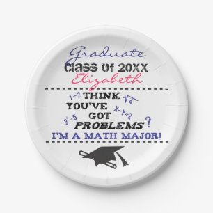 Funny Math Major Graduation PINK Name Paper Plate