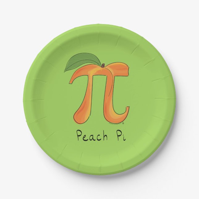 Funny Math Peach Pi Symbol Paper Plate (Front)
