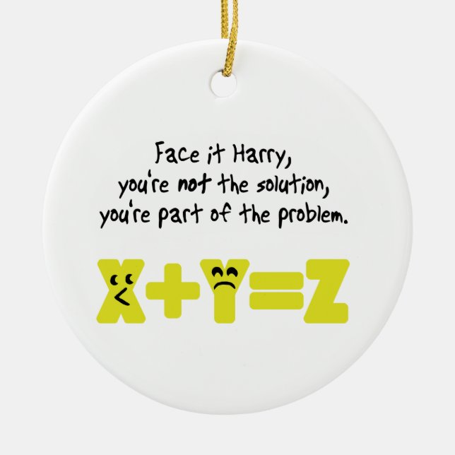 Funny Math Problem Ceramic Tree Decoration (Front)