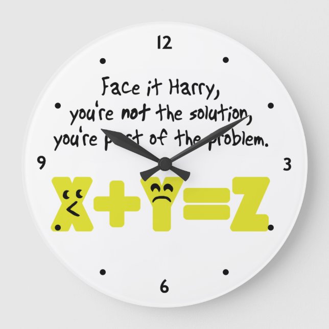 Funny Math Problem Large Clock (Front)