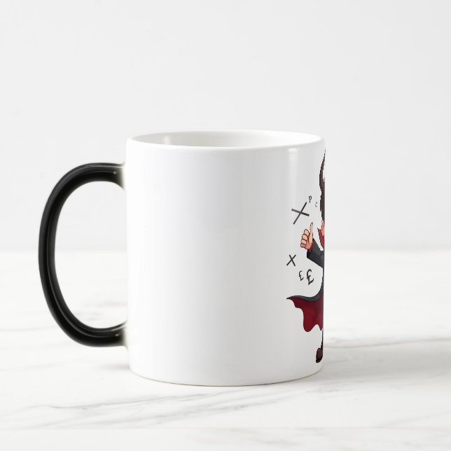 Funny Math Teacher Cartoon – Devilish Educator  Magic Mug (Left)