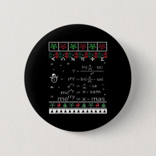 Funny Math Teacher Christmas Merry Xmas In Math Eq 6 Cm Round Badge