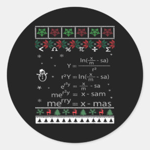 Funny Math Teacher Christmas Merry Xmas In Math Eq Classic Round Sticker