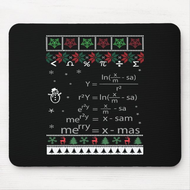 Funny Math Teacher Christmas Merry Xmas In Math Eq Mouse Mat (Front)