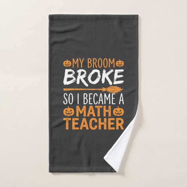 Funny Math Teacher Halloween Broom Hand Towel (Hand Towel)