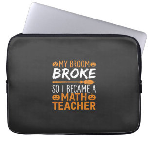 Funny Math Teacher Halloween Broom Laptop Sleeve