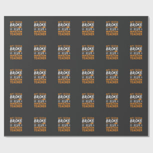 Funny Math Teacher Halloween Broom Wrapping Paper