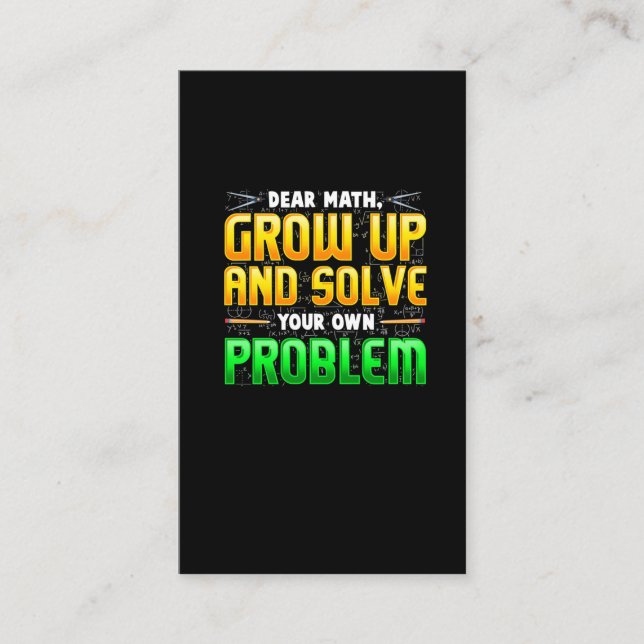 Funny Math Teacher Homework Mathematics Problems Business Card (Front)