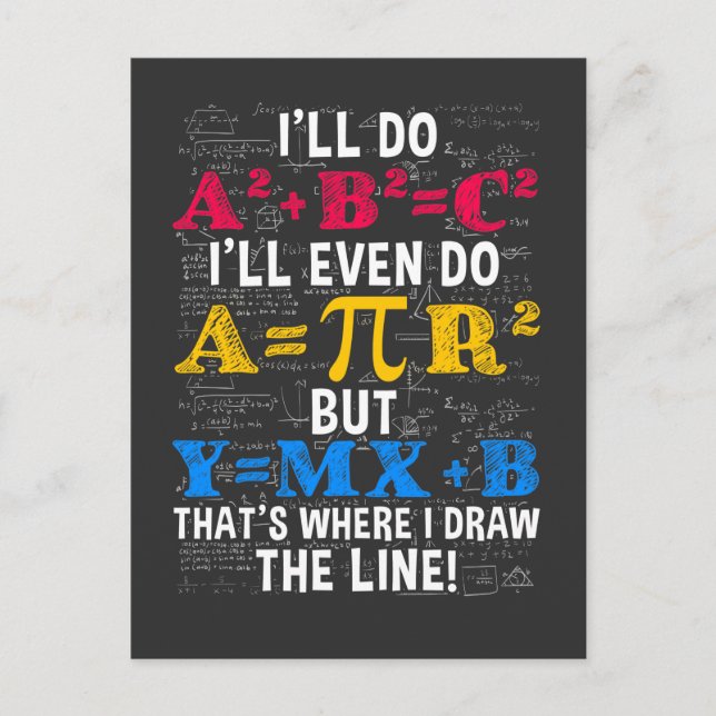 Funny Math Teacher Humour Algebra Mathematics Joke Postcard (Front)