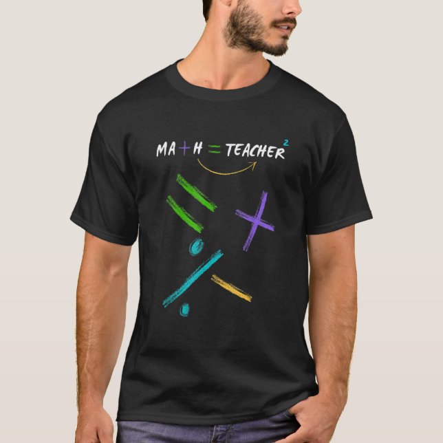 Funny Math Teacher Mathematics Nerd Geek Symbols E T-Shirt (Front)