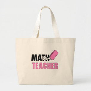 Funny Math Teacher Pink Eraser Large Tote Bag