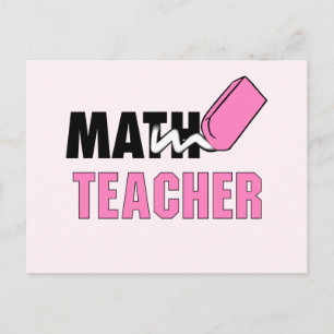 Funny Math Teacher Pink Eraser Postcard